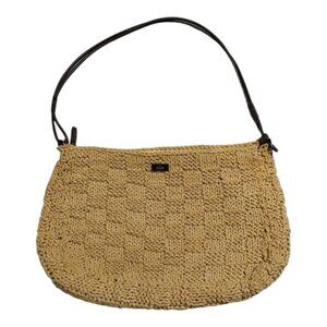 The Sak Tan Basket Weave Knit Paper Handbag Leather Strap